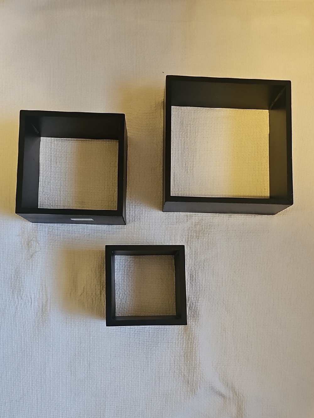 Modern Black Square Floating Wall Shelves - Set of 3 Tote D